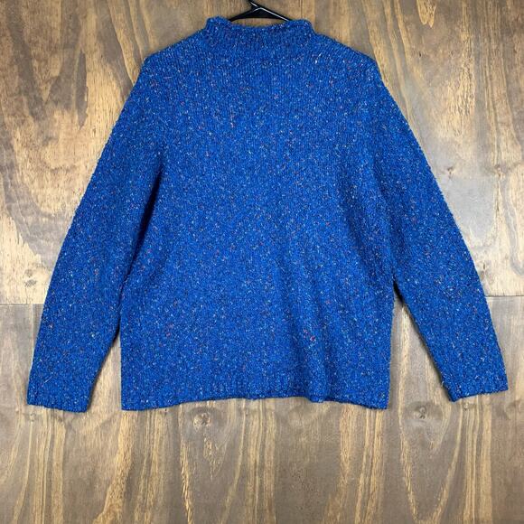 Vintage A Little Extra Spice Womens Sweater Blue Mock Neck Tweed Long Sleeve 1X - Picture 10 of 12